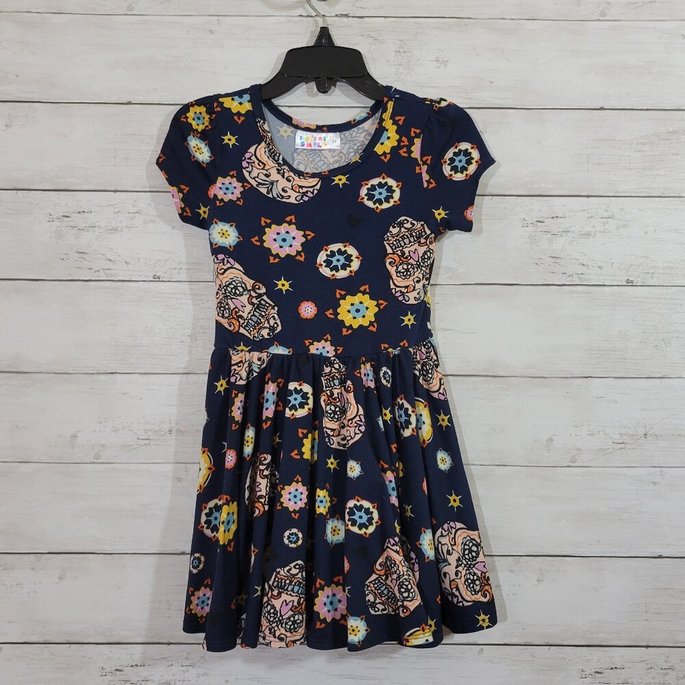 Dot Dot Smile Blue Sugar Skull Baby Girl Toddler Kids Dress Spring Size 2T